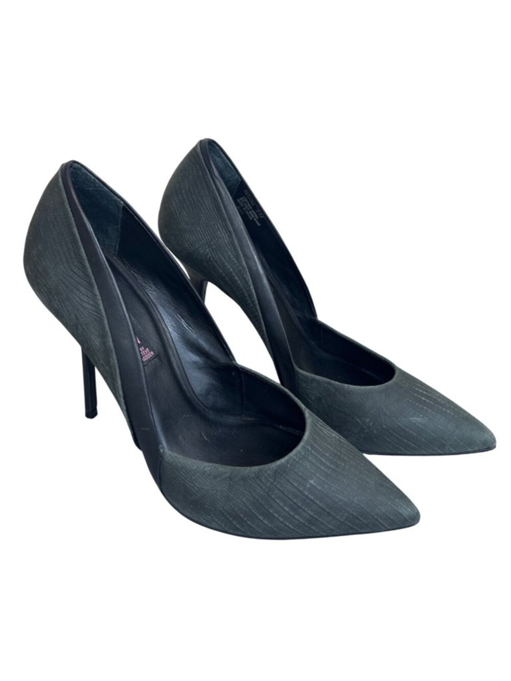 Steven by Steve Madden Aviana Women's 9M Gray Leather Pointed Toe Stiletto Heels